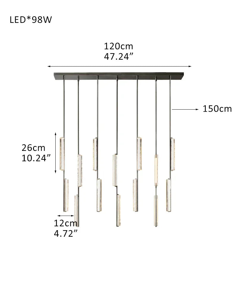 Audubon Crystal On Vertical Brass Drops Round Chandelier Collection Wide 24" 40" 56" 7-light-D12CM D4.7"-Linear Black American chandelier