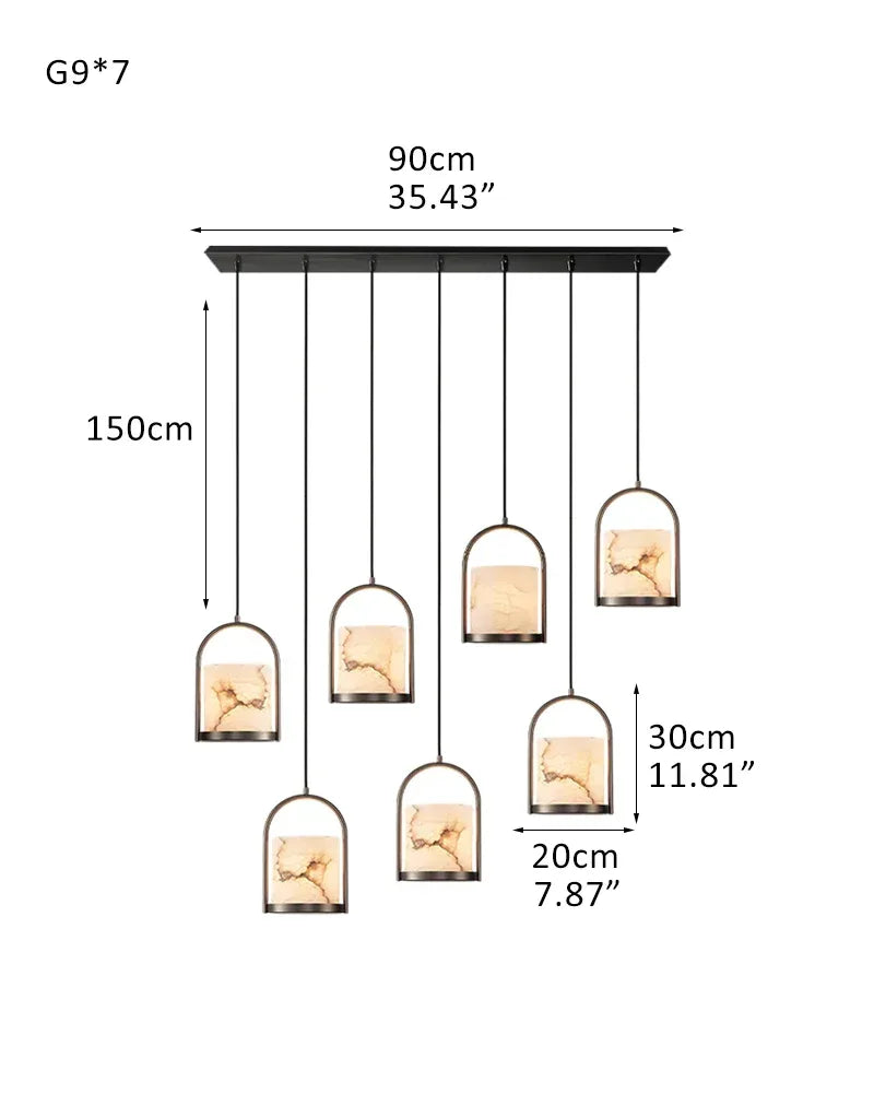 3 lights cluster alabaster dome brass pendant indoor lighting ceiling for kitchen island 7P-D20*H30CM D8"*H12"-B Black Modern Pendant lamp