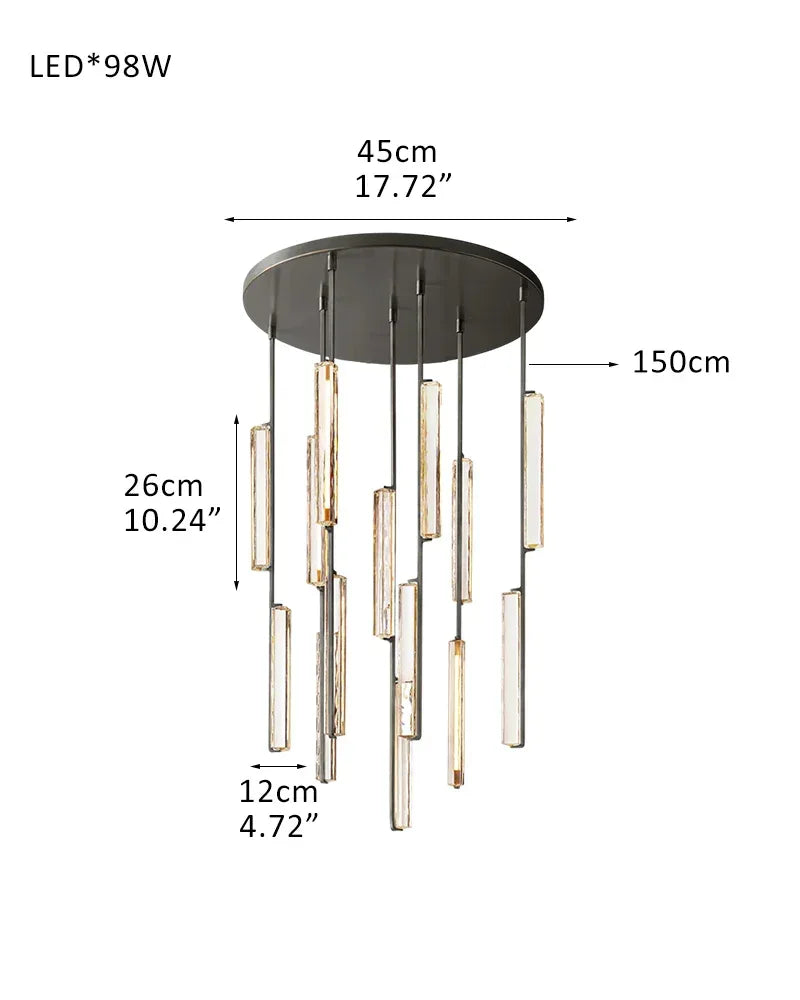 Audubon Crystal On Vertical Brass Drops Round Chandelier Collection Wide 24" 40" 56" 7-light-D12CM D4.7" Black American chandelier