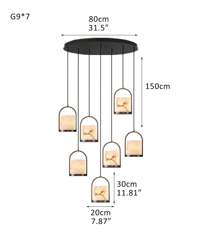 3 lights cluster alabaster dome brass pendant indoor lighting ceiling for kitchen island 7P-D20*H30CM D8"*H12"-A Modern Pendant lamp