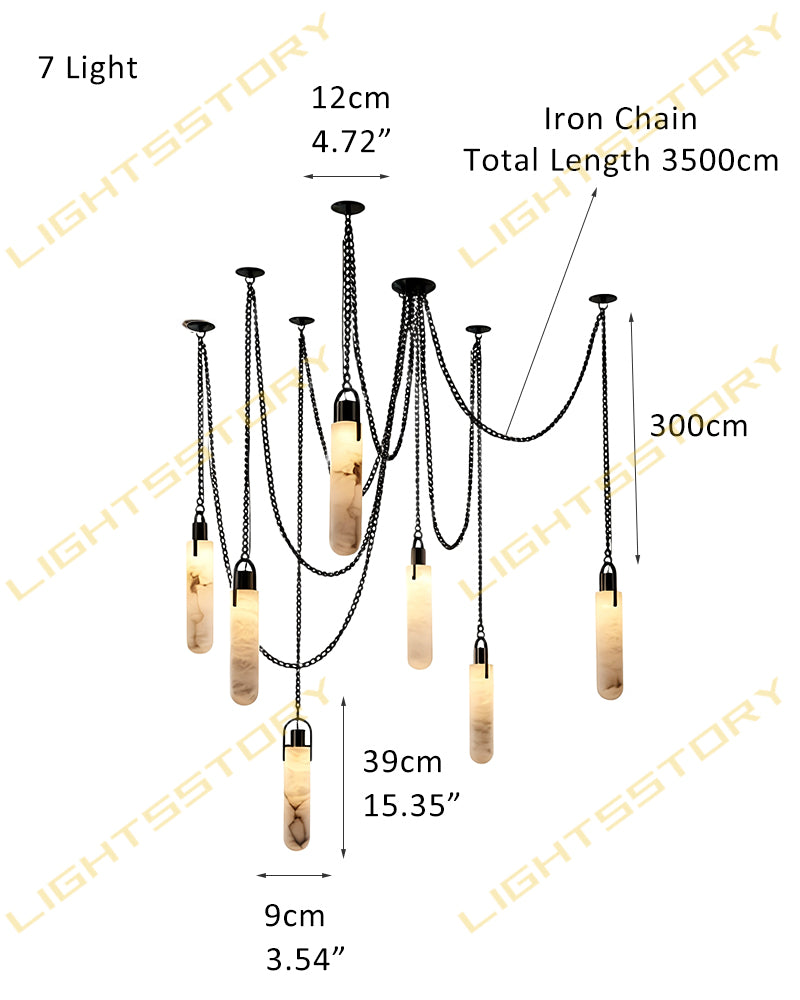 Linear Alabaster Cluster Pendant Light - Natural Spanish Alabaster, Matte Brass & Black Trim - Luxury Home Interior Lighting