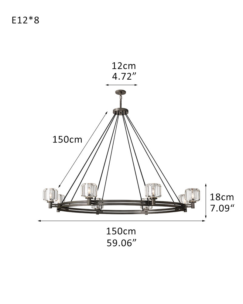Luxury Large Crystal Chandeliers Round Brass Bronze Light Fixture for Living Room Decoration Lamparas