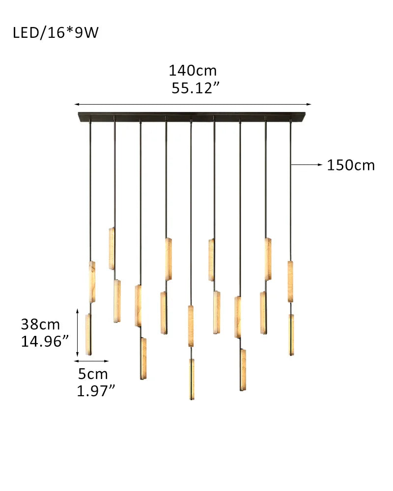 Vintage Clound Audubon Cluster Alabaster Linear Long Plate Chandelier for hallway 9P-D5*H38CM DD2"*H15" Black + White American Vintage chandelier lamp