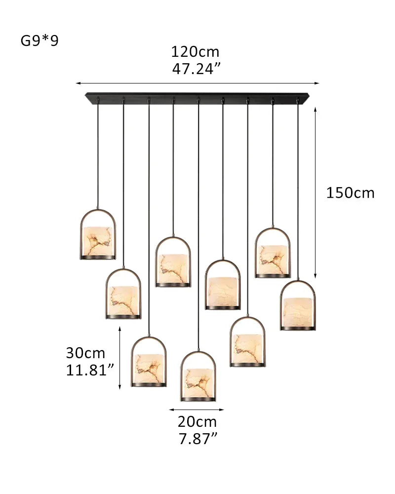 3 lights cluster alabaster dome brass pendant indoor lighting ceiling for kitchen island 9P-D20*H30CM D8"*H12"-B Black Modern Pendant lamp