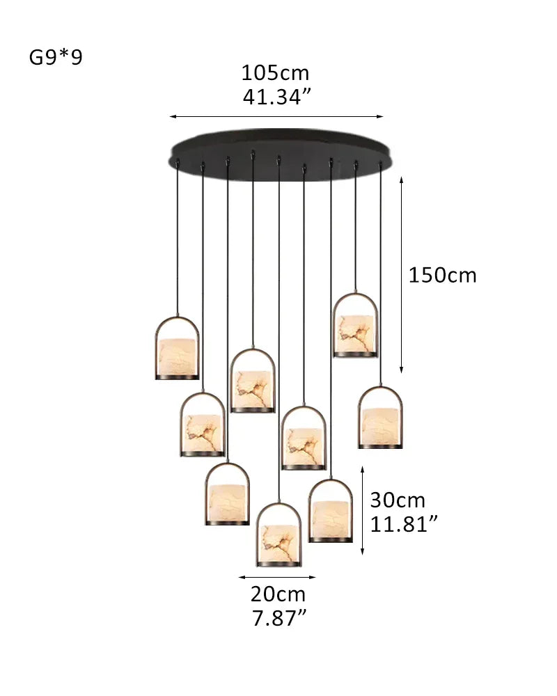 3 lights cluster alabaster dome brass pendant indoor lighting ceiling for kitchen island 9P-D20*H30CM D8"*H12"-A Black Modern Pendant lamp