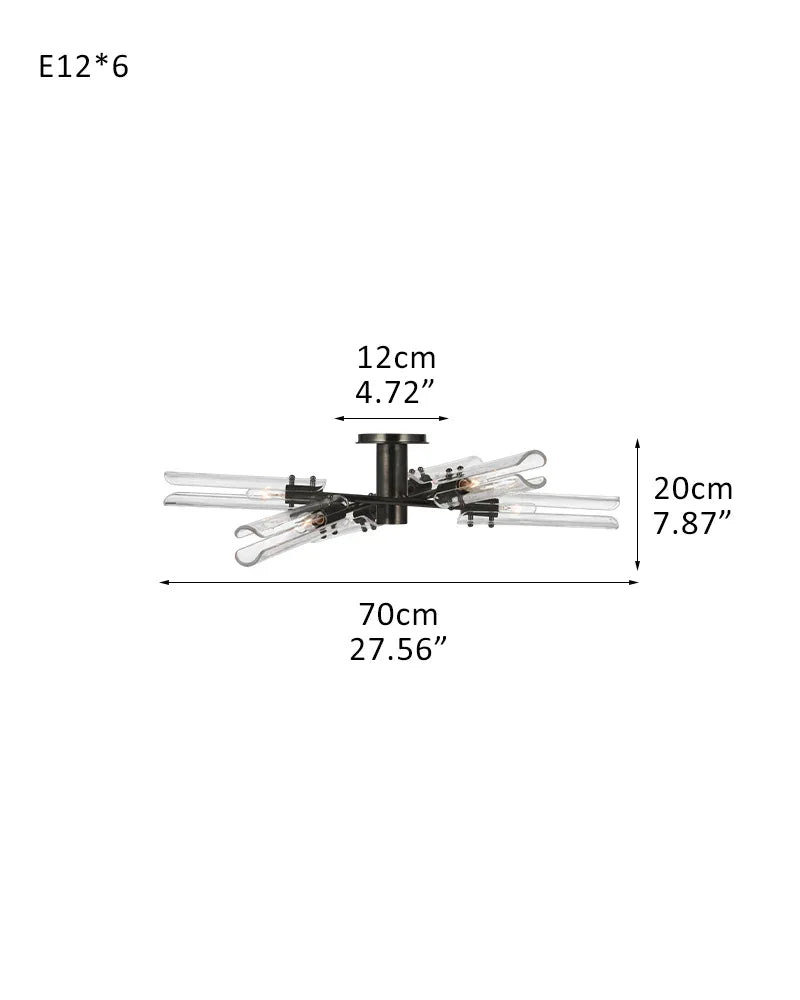 Rustic Forged Iron Casoria Two Tier Chandelier with Clear Glass Shade Use For Living Foyer 6-light-D70*H20CM D27.56"*H7.87"-Ceiling Black American chandelier