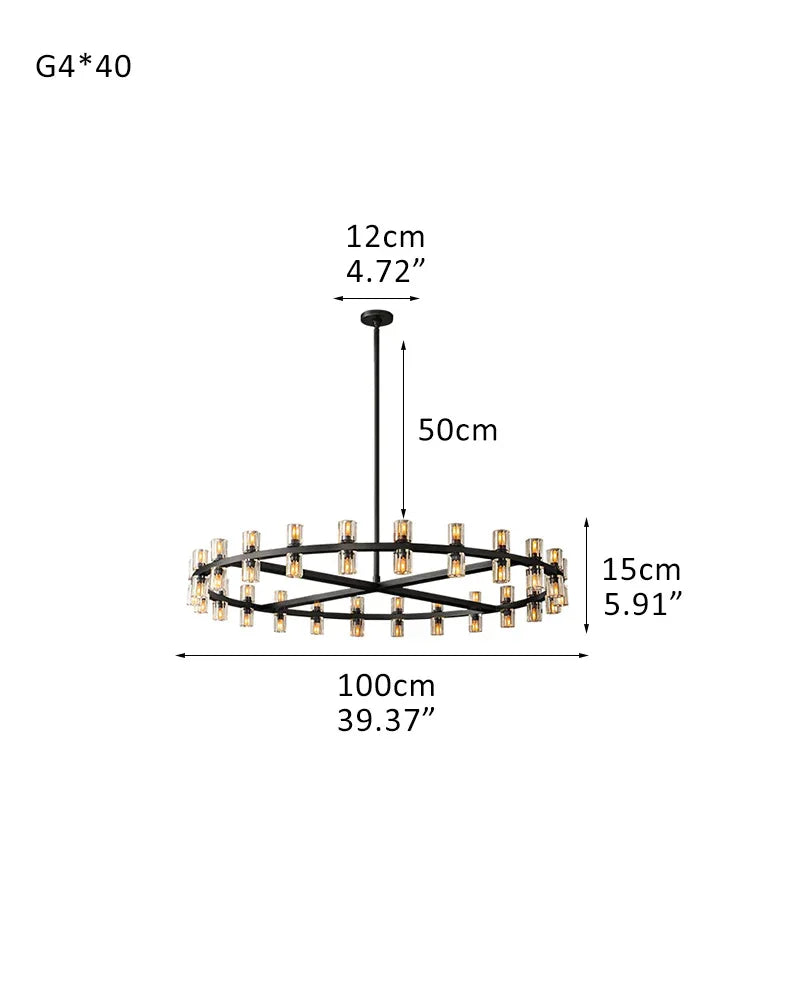 Luxe Brass/Black Arcachon Cylinder Crystal Round Chandelier 20" 31" 48" 60" for Lustres Living Room 40-light-D100*H15CM D39.37"*H5.91" Black American chandelier