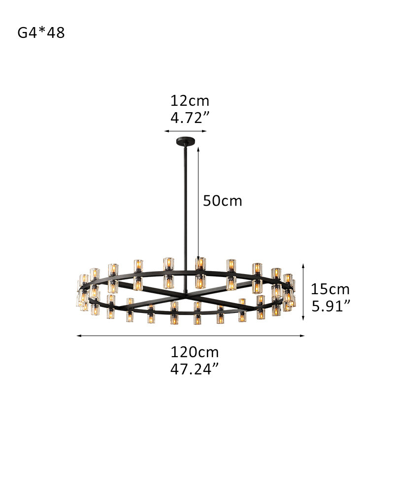Luxe Brass/Bronze Arcachon Cylinder Crystal Round Chandelier 20" 31" 48" 60" for Lustres Living Room