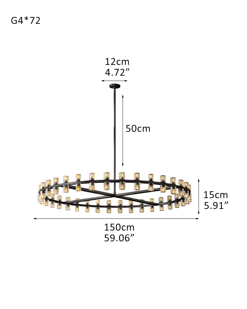 Luxe Brass/Bronze Arcachon Cylinder Crystal Round Chandelier 20" 31" 48" 60" for Lustres Living Room