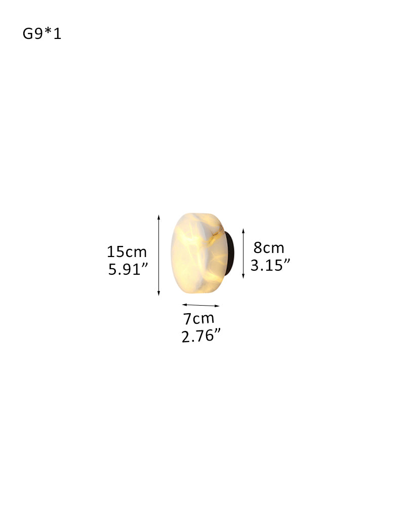 Natural Marble Orb Brass Semi Flush Dimming Wall Sconces 1-Light For Vanity Bathroom