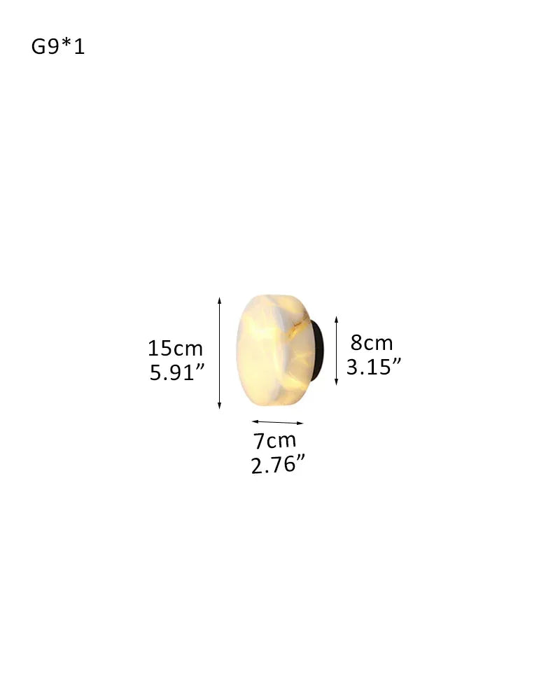 Natural Marble Orb Brass Semi Flush Dimming Wall Sconces 1-Light For Vanity Bathroom D15*H7CM D6"*H3" Black + White Modern Art Design Wall Lamp