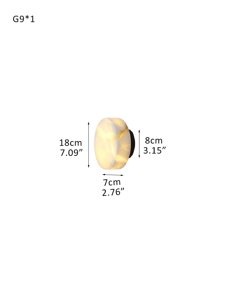 Natural Marble Orb Brass Semi Flush Dimming Wall Sconces 1-Light For Vanity Bathroom