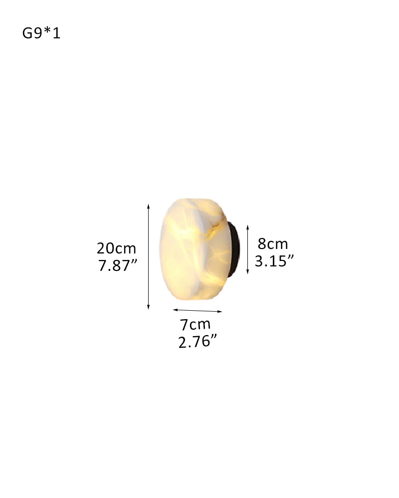 Natural Marble Orb Brass Semi Flush Dimming Wall Sconces 1-Light For Vanity Bathroom