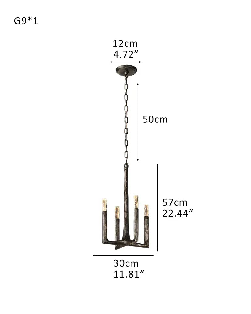 Thod Hand-Forged Iron Linear Chandeliers Black Wide 54" 72" 95" for Dining table 1-light-L30*H57CM L11.8"*H22.4" Black American Vintage chandelier lamp