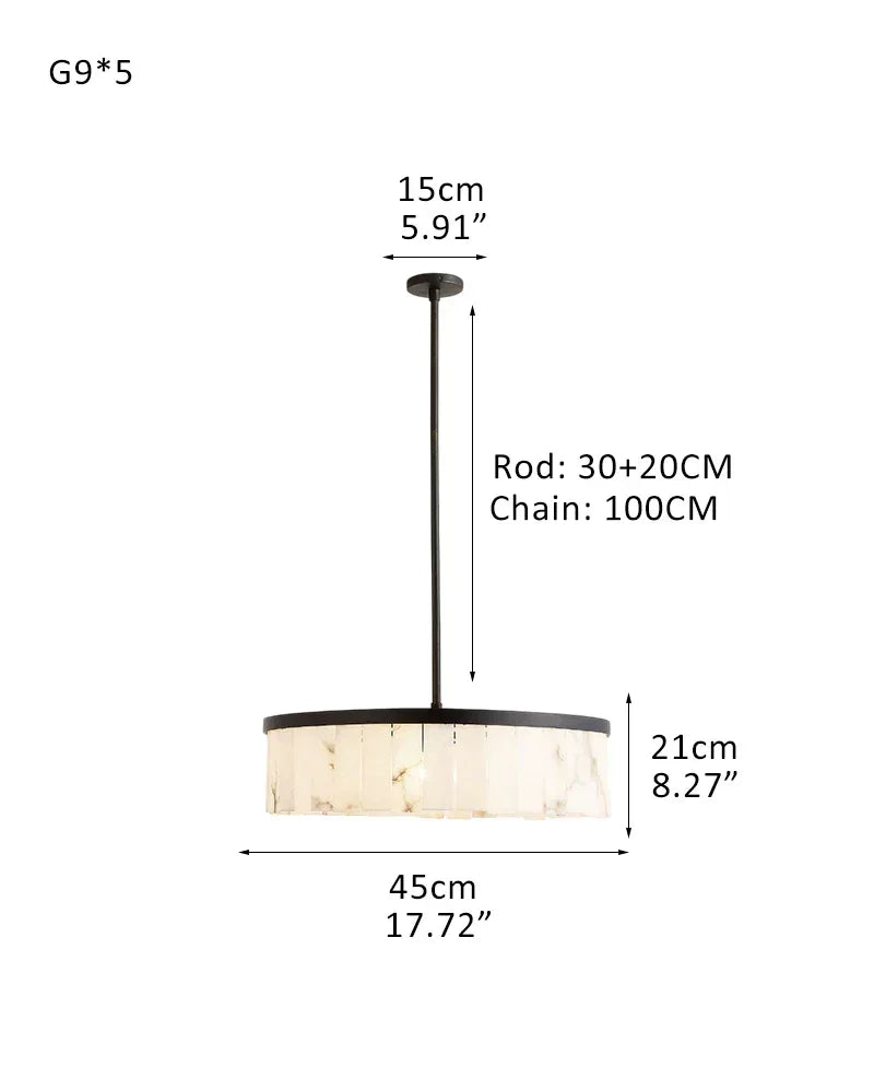 Handcrafted Windham Alabaster Tier Round Chandelier In Brass/Black Finish Single Tier-D45*H21CM D17.72"*H8.27" Black + White American chandelier