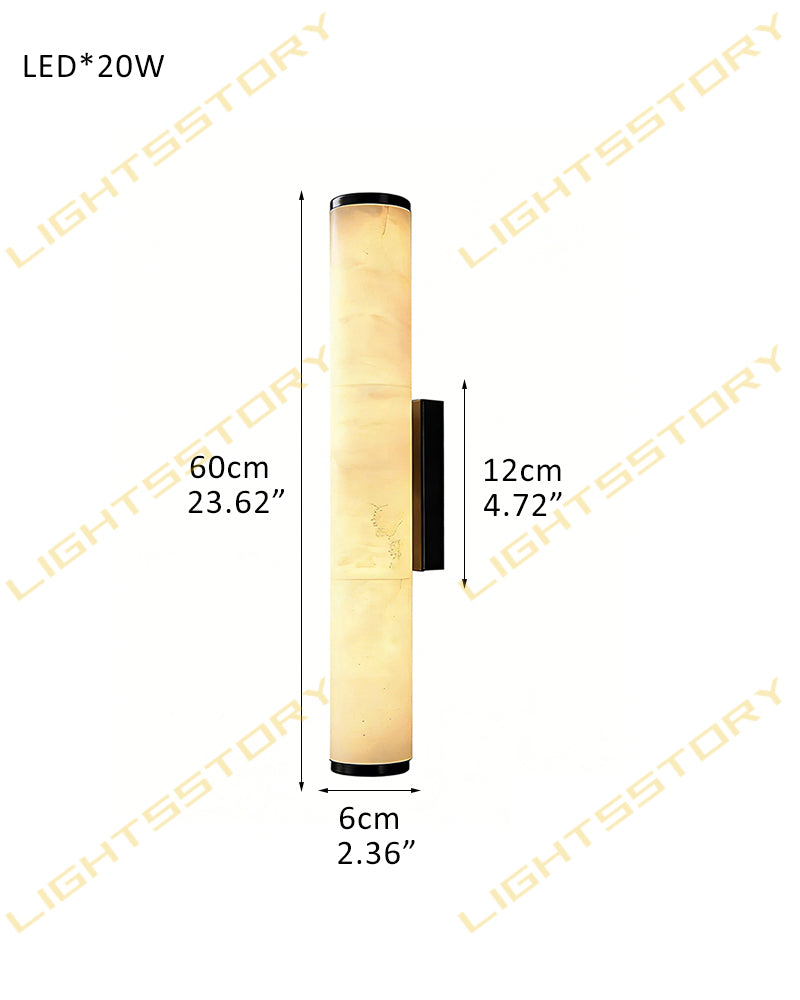 LightsStory Series Geometric Wall Sconce | Cylindrical Dual-Lighting Natural Marble and Polished Copper, Polished Copper finish for Hallways, Bedside Accents, and Living Areas D6*H60CM D2.36*H23.62" White + Black Flush Mounted Wall Sconce Lamp