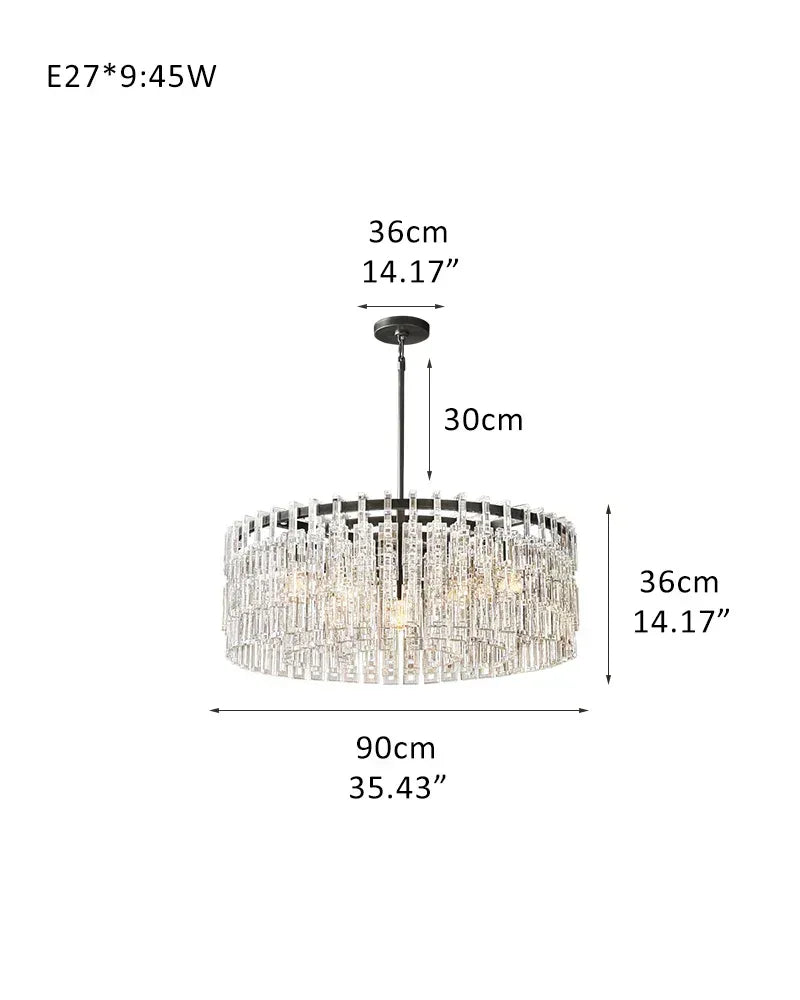 13 Lights 60" Wide Rectangular Crystal Chandelier Stain Golden Linear indoor lighting D90*H36CM D35.43*H14.17" Black American chandelier