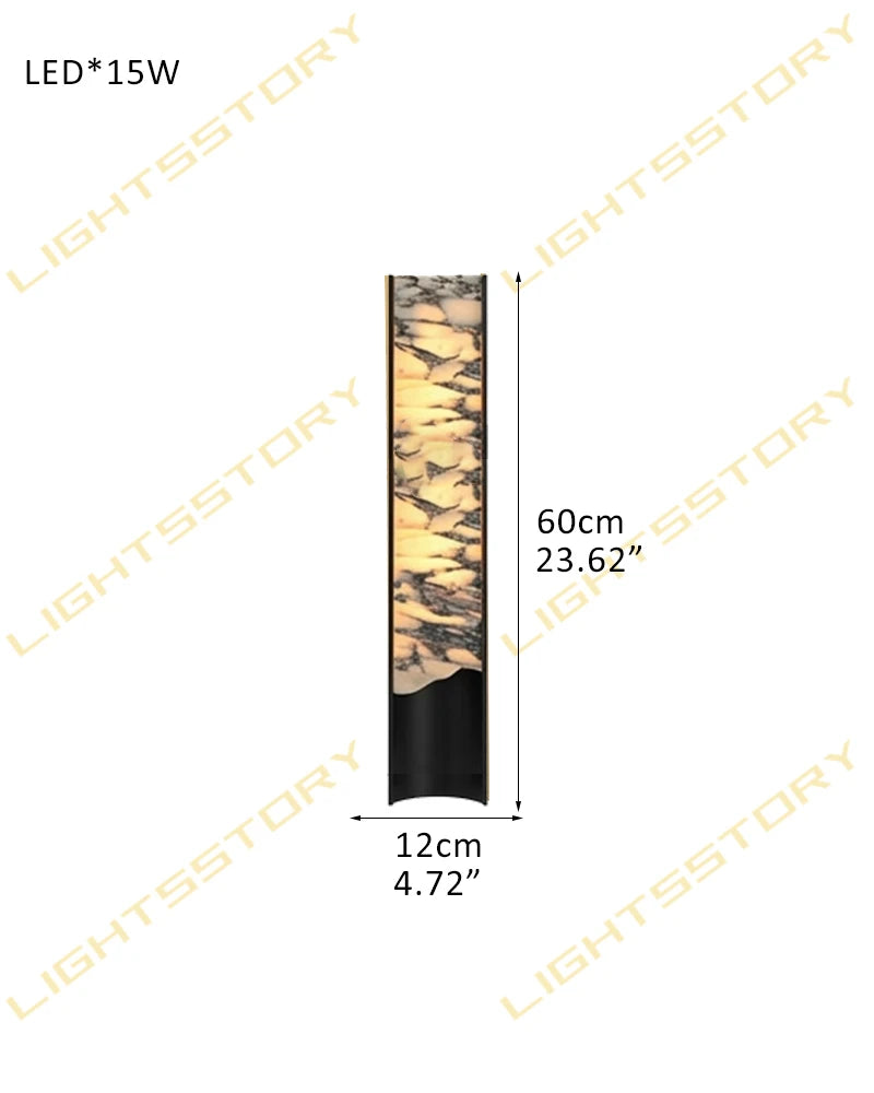 LightsStory Series Alabaster Square Wall Sconces, Natural Stone Brass & Black Metal LED Wall Lights B-D12*H60CM(alabaster in right) Black Flush Mounted Wall Sconce Lamp