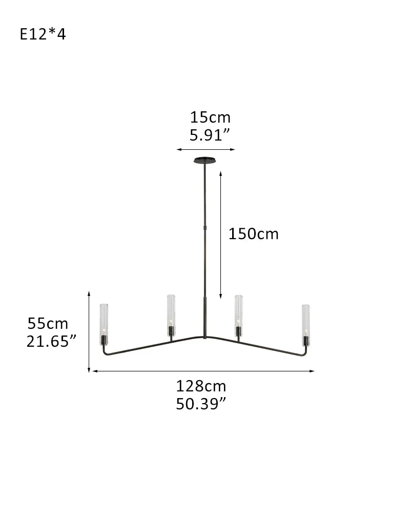 Rustic Forged Iron Casoria Two Tier Chandelier with Clear Glass Shade Use For Living Foyer 4-light-D128*H55CM D55.39"*H21.65" Black American chandelier