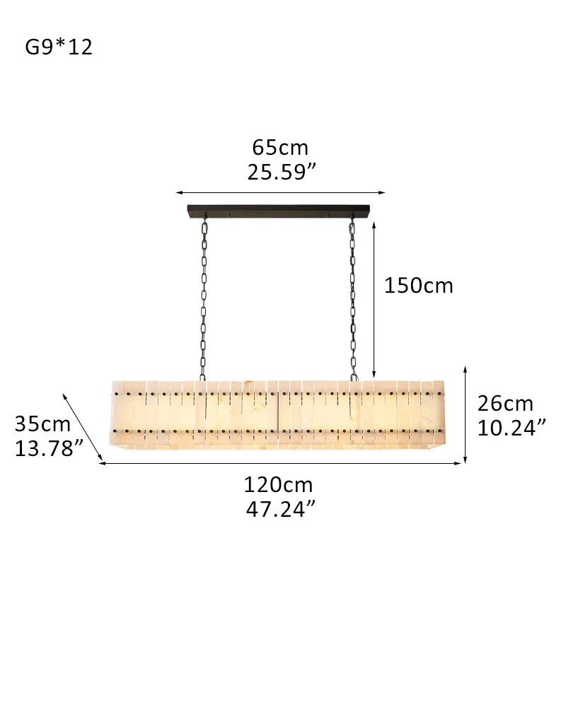 Val d’Isère Series Architectural Chandelier | Linear Tiered Hand-carved alabaster panels and mid-century steel, Mid-century steel finish for Dining rooms, foyers, and offices 12-light-L120CM L47" Black American Vintage chandelier lamp