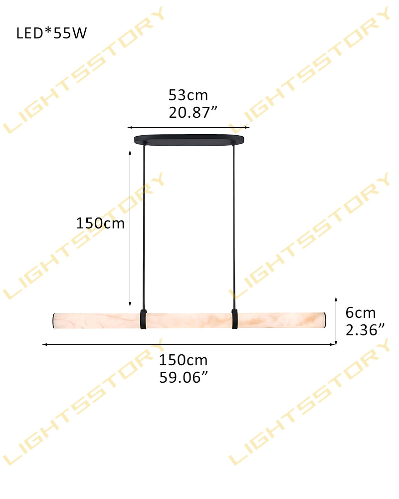 Cora Alabaster Linear Halo Rod Pendant Light - Natural Spanish Alabaster, Lux Gold Trim - Kitchen Islands & Dining Rooms