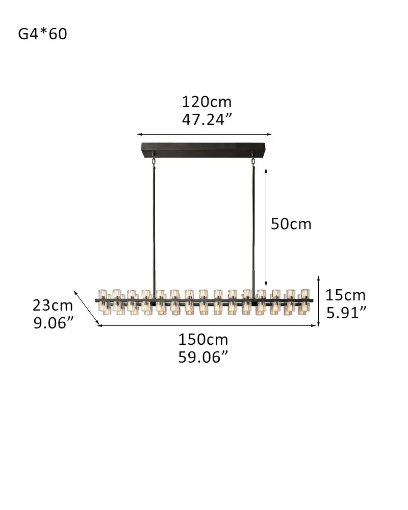 Lacquered Brass/Black Wagon Wheel Arcachon Crystal Rectangular Chandelier 48" 60" 72" 60-light-L150*W23*H15CM L59.06"*W9.06"*H5.91" Black American chandelier