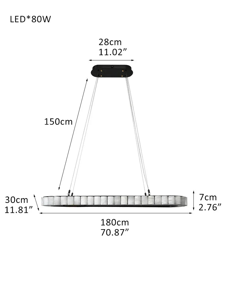 Vintage Oval White Alabaster Huge Chandelier Wide 60" Brushed Bronze/Gold Framework L180*W30*H7CM L70.8"*W11.8"*H2.8" American chandelier