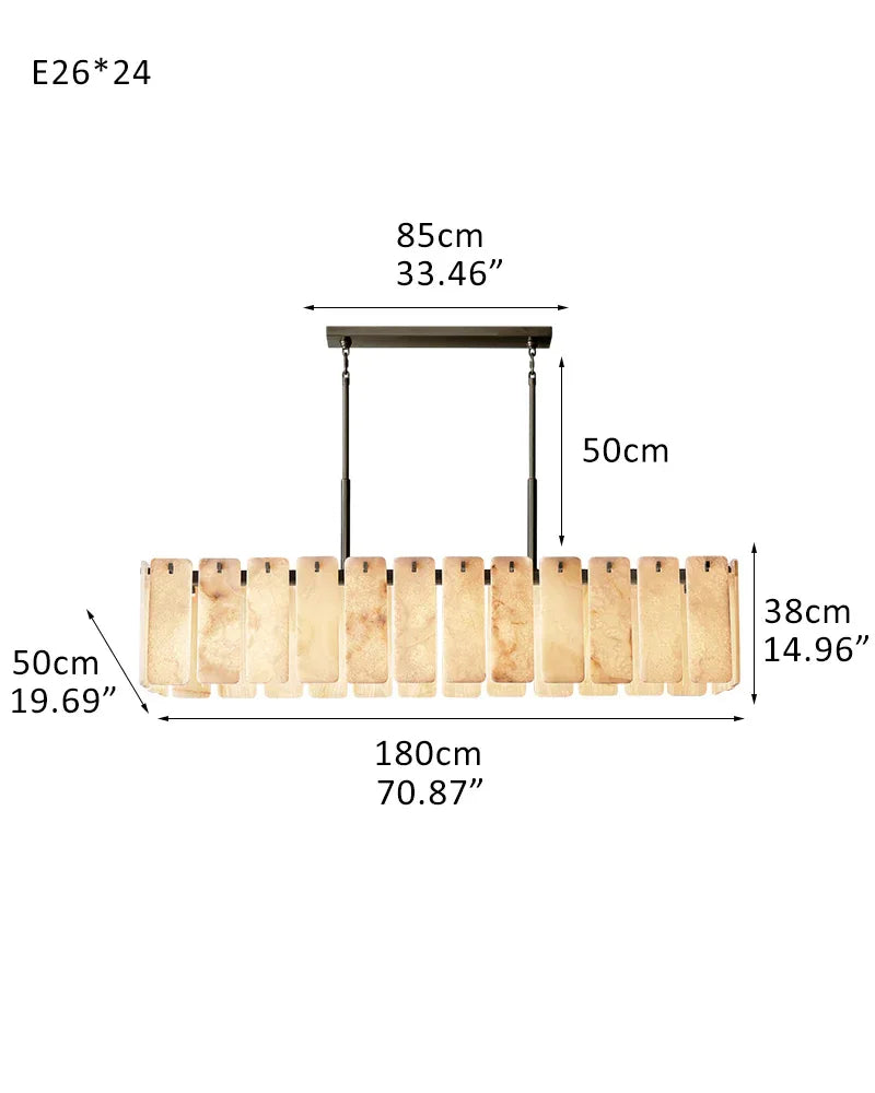 Lacquered Burnished Brass/Black Rectangular Calamette Alabaster Lighting Collection 59" 71" 24-light-L180*W50*H38CM L70.87"*W19.7"*H14.96" Black American chandelier