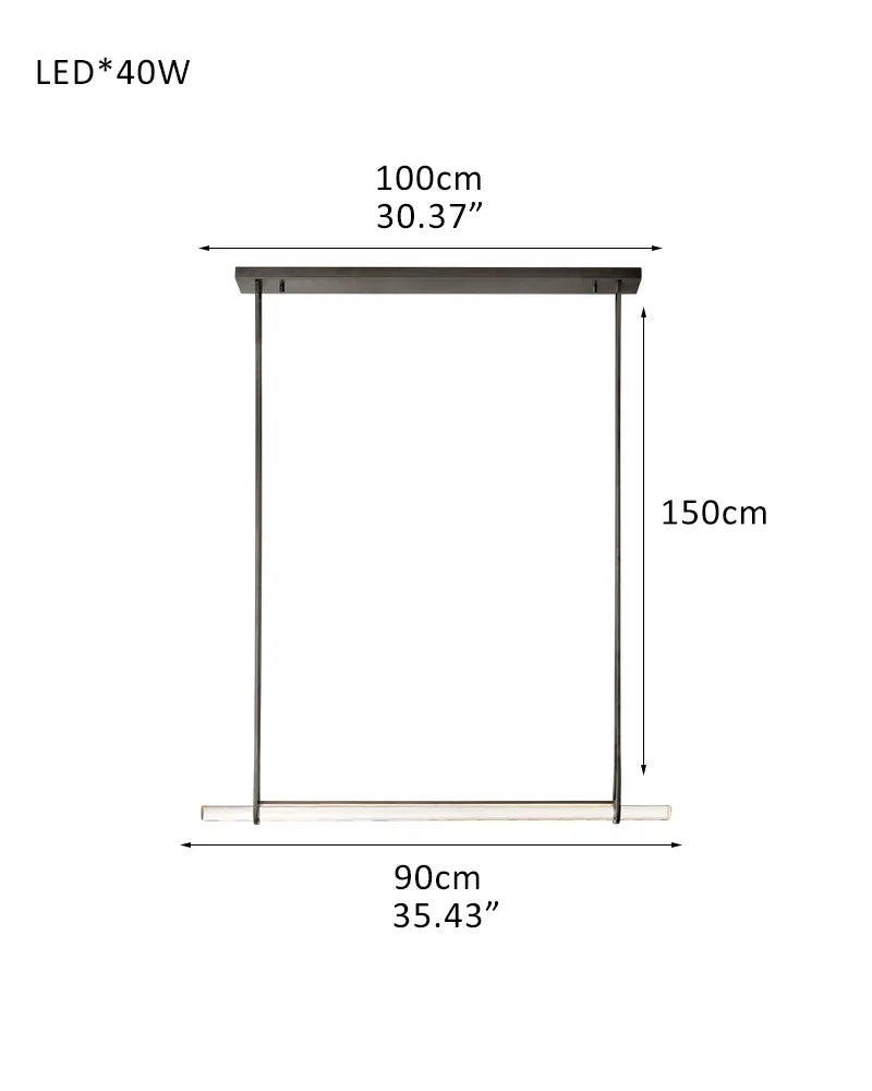 Valence Series Architectural Linear Chandelier | Triple Bar Prism Meticulously crafted clear prisms with vertical brass drops, Lacquered Burnished Brass and Black for Dining Rooms and Kitchen Islands Single-L90CM L35" Black American chandelier