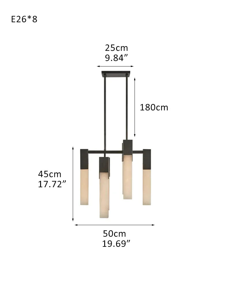 8 Lights Organic Elegance Linear Convet Alabaster Chandelier Antique Burnished Black 8-light-D50*H45CM D19.69"*H17.72" Black American chandelier