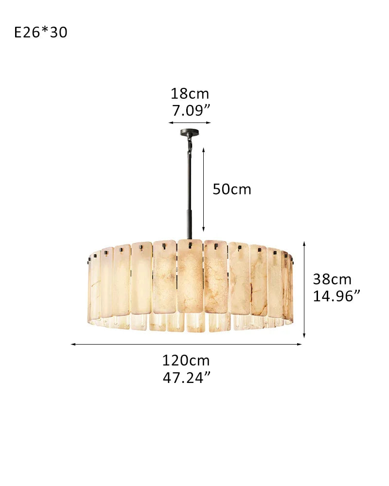 Lacquered Burnished Brass/Black LED Round Calamette Alabaster Lighting Collection 36" 48" 60" 30-light-D120*H38CM D47.3"*H14.96" Black American chandelier