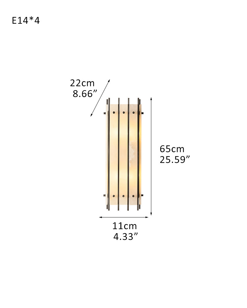 6-light San Marco Alabaster Grand Round Sconces 37in of Height Lacquered Brass/Black