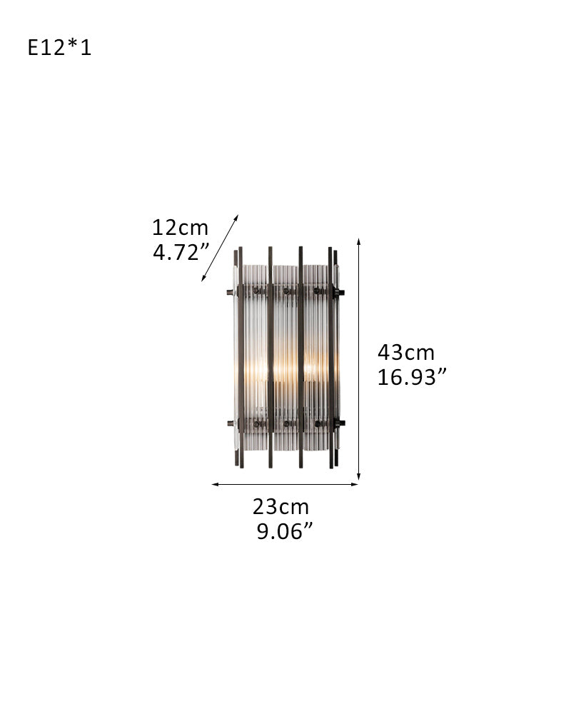 2/4/6 lights San Marco Tier Ribbed Glass Wall Sonces in Antiqued Brass/Black Steel