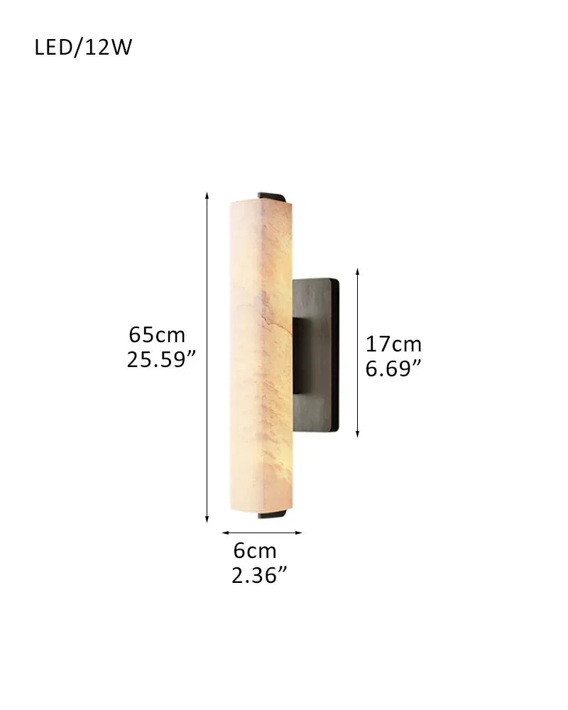 LightsStory Series Geometric Wall Sconce | Vertical Brass Lines Sleek Brass and Raw Veined Alabaster, Burnished Brass and Black finish for Modern Living Rooms and Hallways Single-D6*H65CM D2.5"*H26-L Black + White Flush Mounted Wall Sconce Lamp