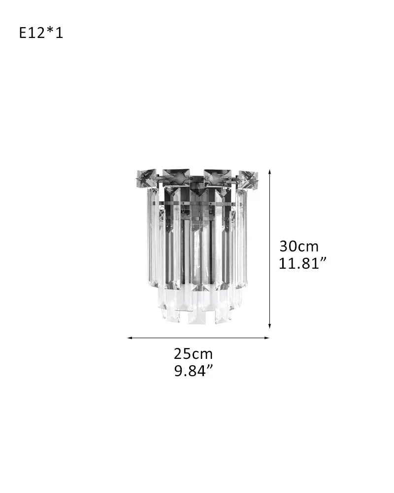 Warm Ambiance LED Arden Tiered Crystal Round Chandelier Brushed Chrome Stainless W-L25*H30CM L9.84"*H11.81" Black American chandelier