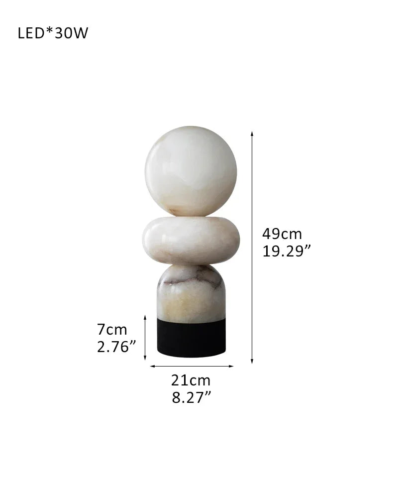 Antique White Alabaster Table Lamp Wide 8" in Brass & Bronze Base Finish L21*W21*H49CM L8"*W8"*H19.3" Black Vintage Simple Table Lamp