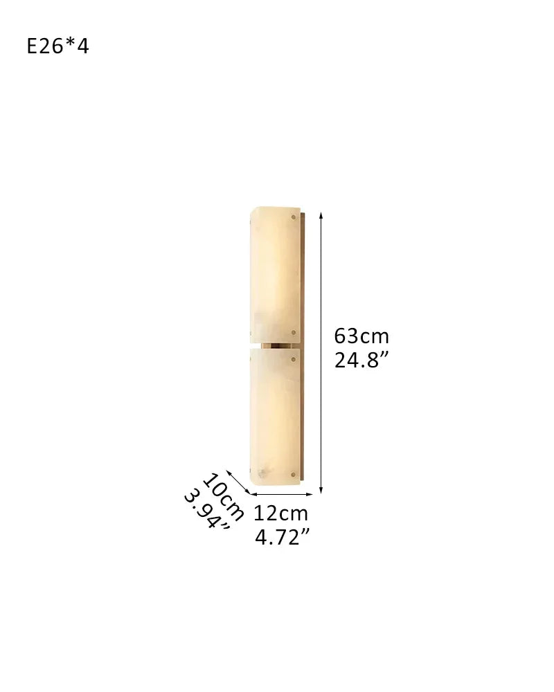 Reynard Alabaster Grand Wall Sconce Light Fixture 13"H 25"H in Brass Hardware L12*W10*H63CM L4.72"*W3.94"*H24.8" Brass Flush Mounted Wall Sconce Lamp