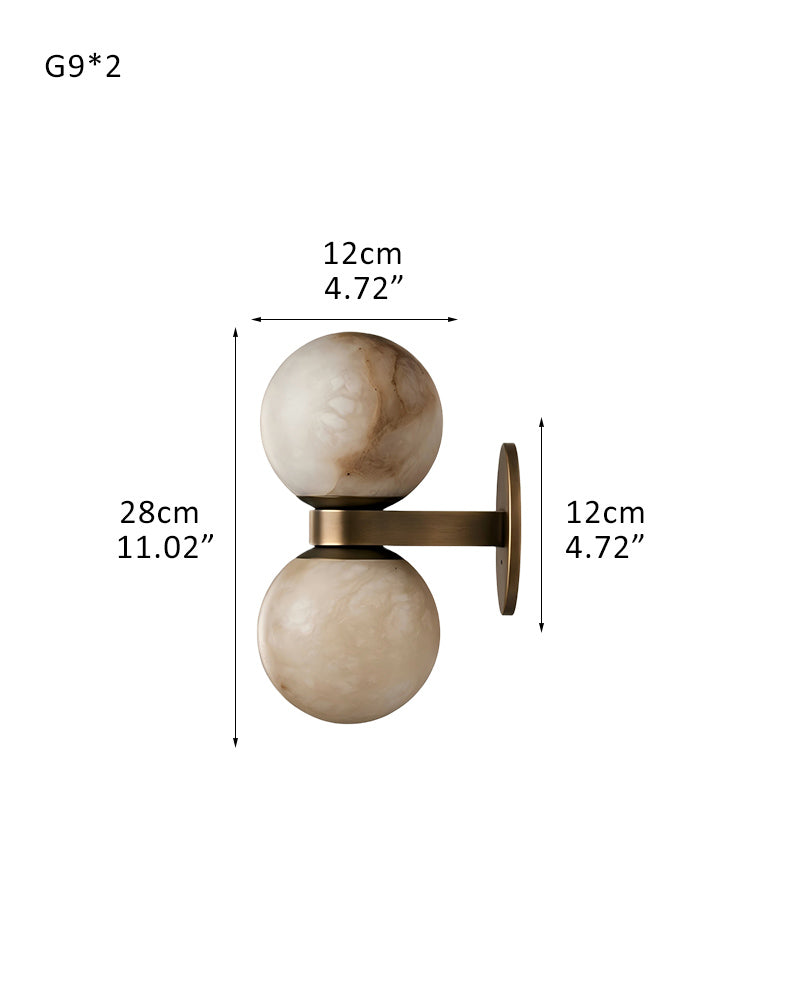 LightsStory Timeless Alabaster Round Wall Light - Heritage Brass