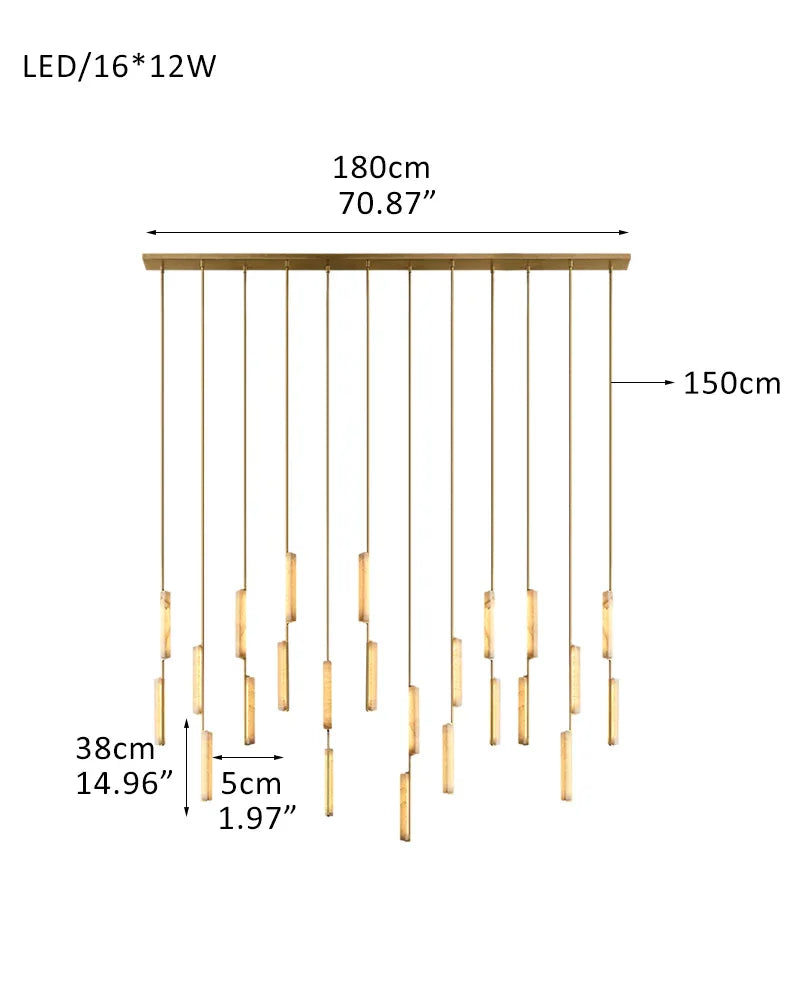 Vintage Clound Audubon Cluster Alabaster Linear Long Plate Chandelier for hallway 12P-D5*H38CM DD2"*H15" Brass + White American Vintage chandelier lamp