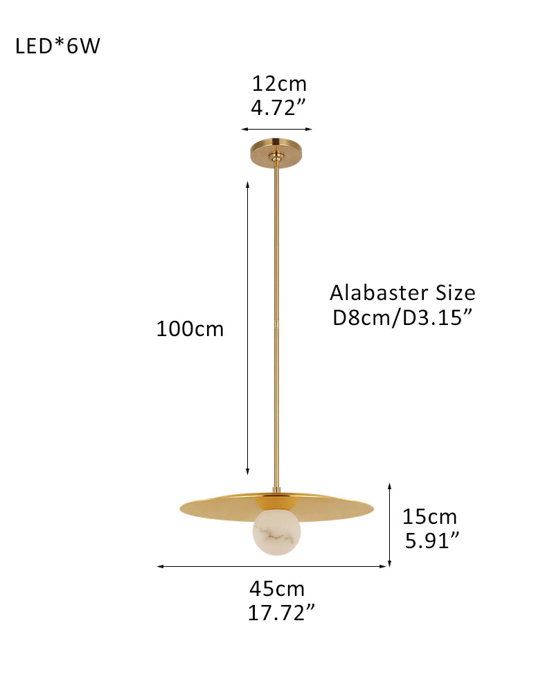 Minimalist Disc Pendant Light Hammered Finish White Hand Blown Alabaster Globe For Sale