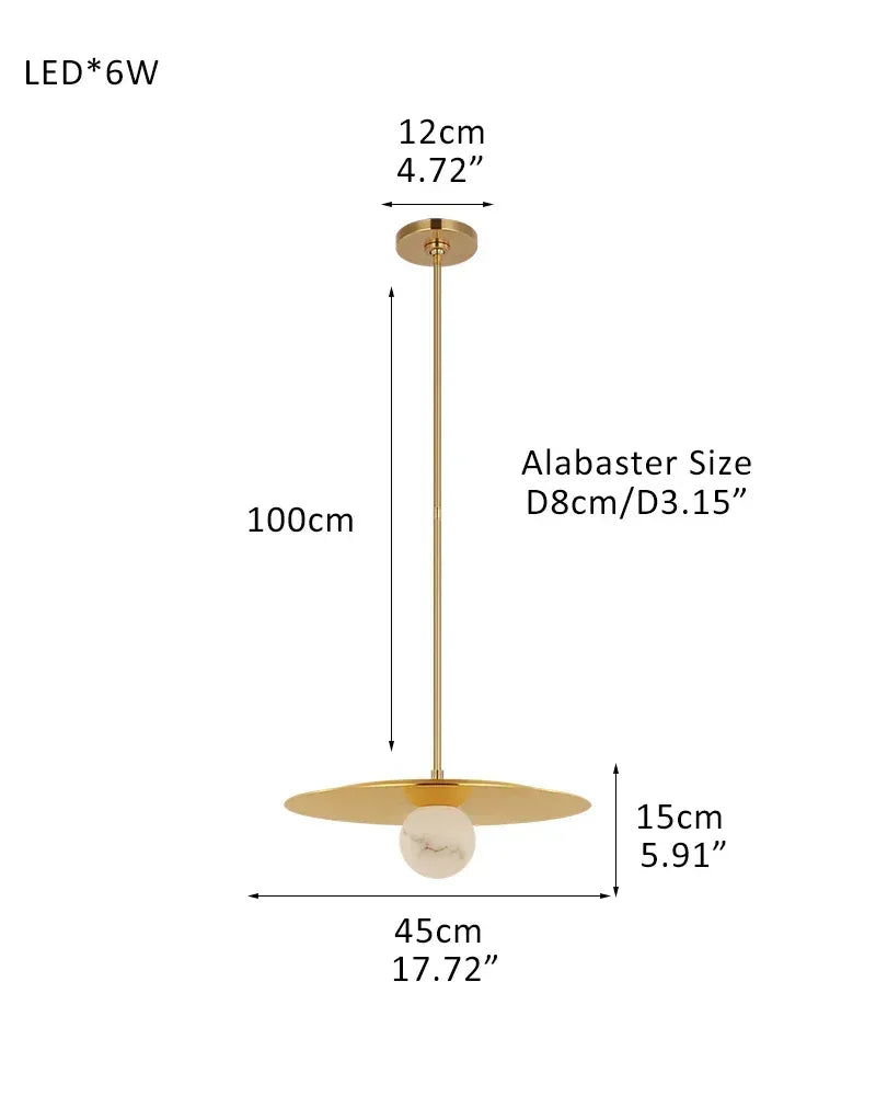 Minimalist Disc Pendant Light Hammered Finish White Hand Blown Alabaster Globe For Sale Pendant-D45*H15CM D17.72"*H5.91"(1 Globes) Brass Modern Pendant lamp