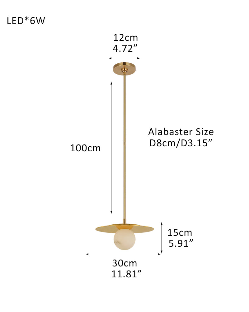 Minimalist Disc Pendant Light Hammered Finish White Hand Blown Alabaster Globe For Sale