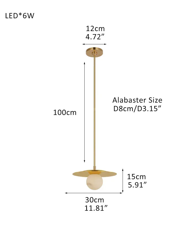 Minimalist Disc Pendant Light Hammered Finish White Hand Blown Alabaster Globe For Sale Pendant-D30*H15CM D11.81"*H5.91"(1 Globes) Brass Modern Pendant lamp