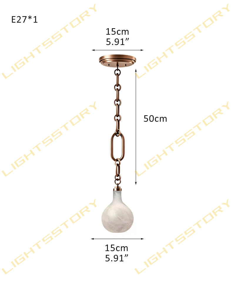Alabaster Teardrop Orb Chain Draped Dual Canopy Cluster Pendant Light - Natural Spanish Alabaster, Custom, Matte Chrome Finishes - Kitchens, Dining & Living Rooms