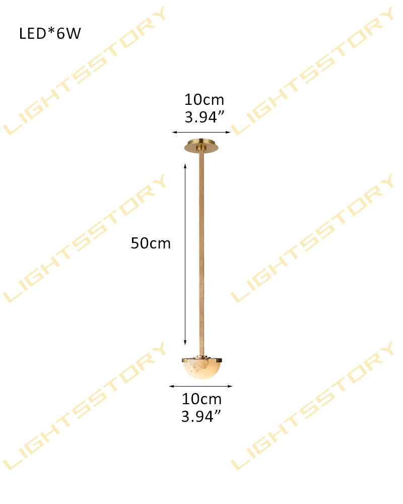 Alabaster Three-Tier Chandelier for Dining Room – Mid-Century Modern, Aged Brass & Black, Pedra Collection 1 light-D10*H50CM D3.94"*H19.69" Brass American chandelier