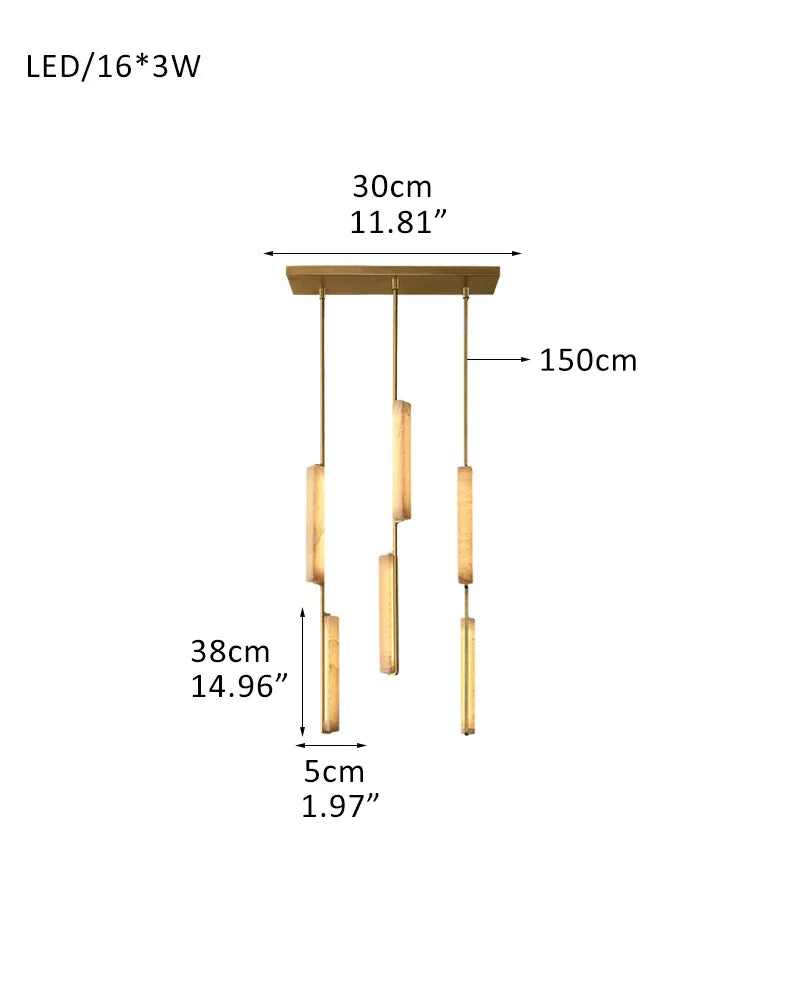 Vintage Clound Audubon Cluster Alabaster Linear Long Plate Chandelier for hallway 3P-D5*H38CM D2"*H15" Brass + White American Vintage chandelier lamp