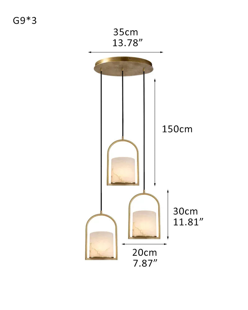 3 lights cluster alabaster dome brass pendant indoor lighting ceiling for kitchen island 3P-D20*H30CM D8"*H12"-A Brass Modern Pendant lamp