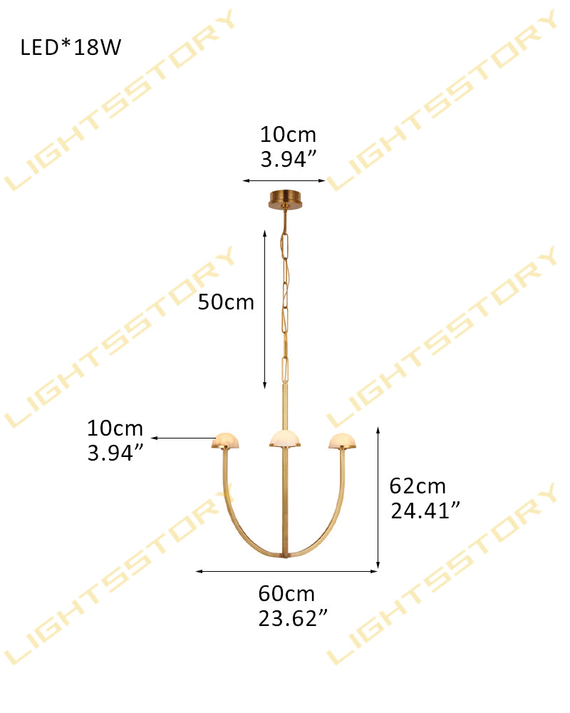 Alabaster Three-Tier Chandelier for Dining Room – Mid-Century Modern, Aged Brass & Black, Pedra Collection 3 light-D60*H62CM D23.62"*H24.41" Brass American chandelier