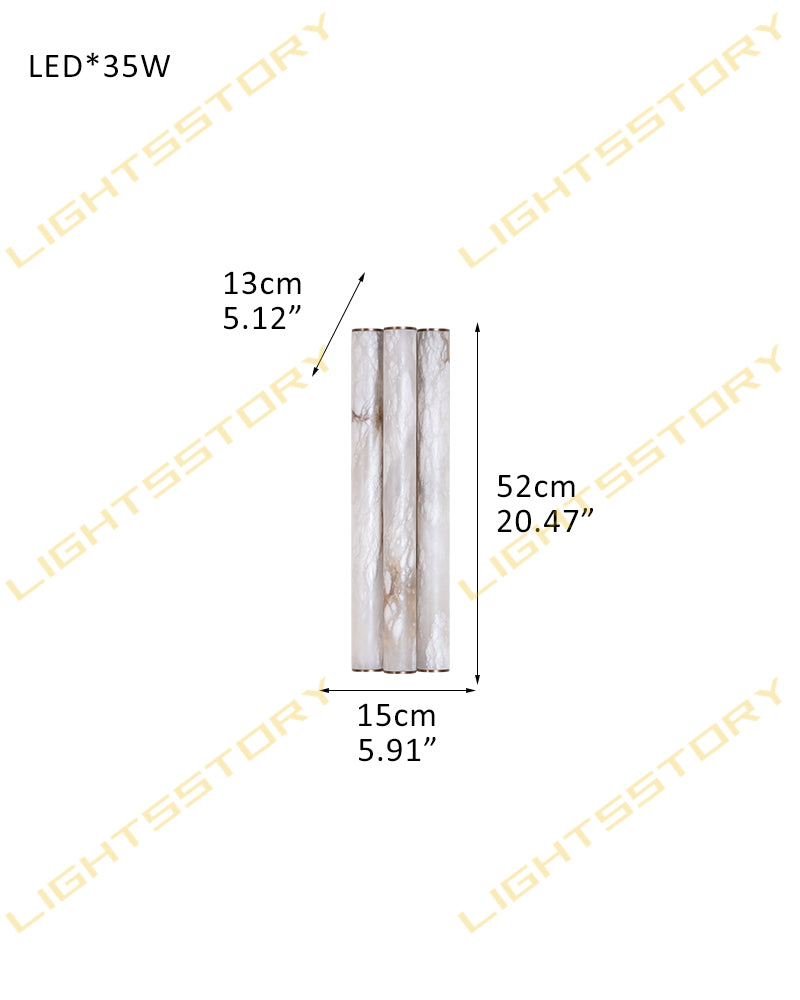 Callisto Linear Strip Long Wall Sconces Brass/Black Metal | Natural Marble Shade
