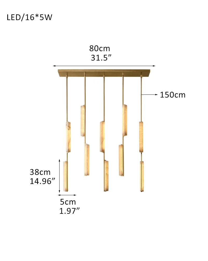 Vintage Clound Audubon Cluster Alabaster Linear Long Plate Chandelier for hallway 5P-D5*H38CM D2"*H15" Brass + White American Vintage chandelier lamp